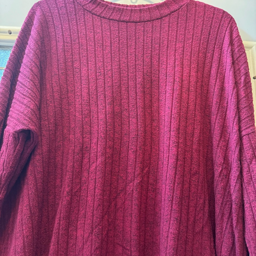 Maroon Large Rib Knit Sweater - Picture 2 of 5